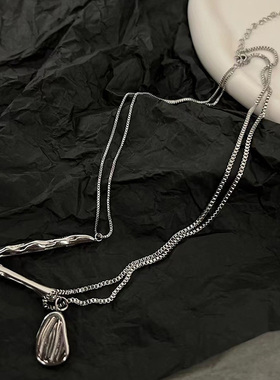 区区欧阳同款双层叠戴肌理感项链