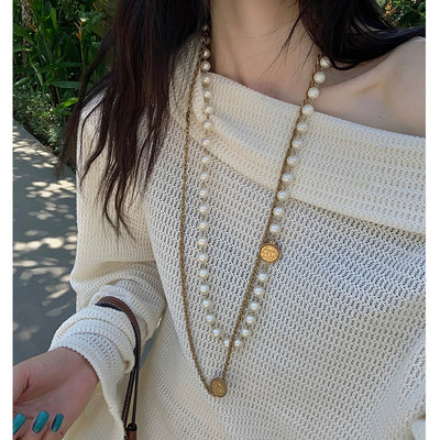 区区欧阳珍珠叠带吊坠项链长款