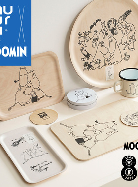 芬兰muurla姆明80周年搪瓷杯moomin杯子桦木砧板杯垫托盘马克杯