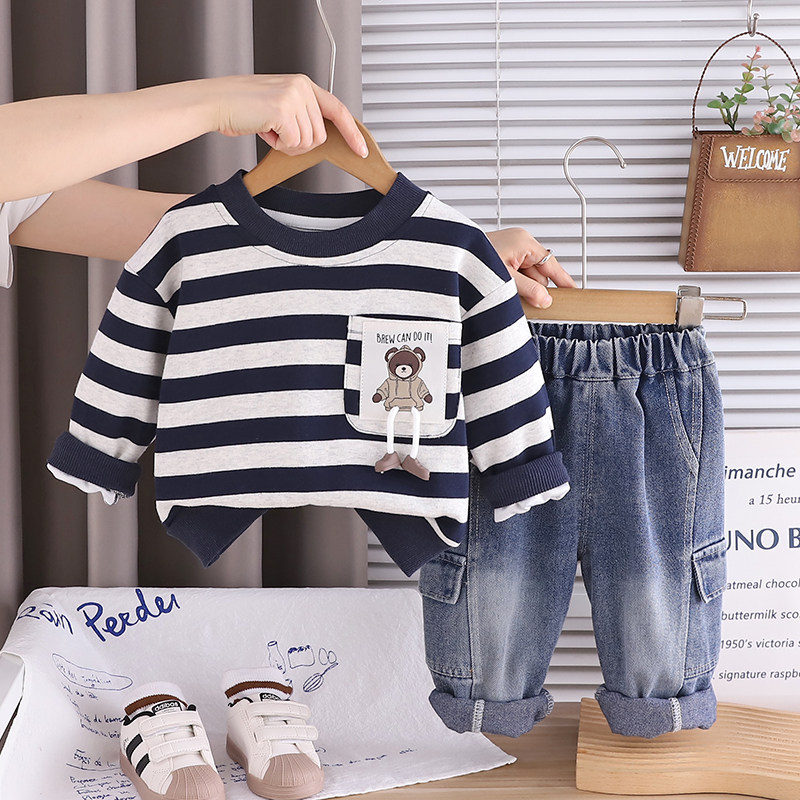 宝宝条纹卫衣套装0一1-4岁2男童春装3洋气帅儿童时髦春秋季两件套,童装/婴儿装/亲子装,套装,淘宝优惠券,粉丝福利购,淘宝优惠卷