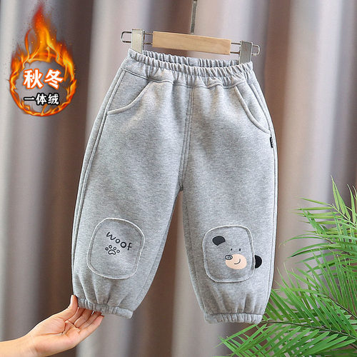 宝宝加绒裤子一体绒秋冬季外穿男女儿童运动裤婴幼儿休闲卫裤百搭