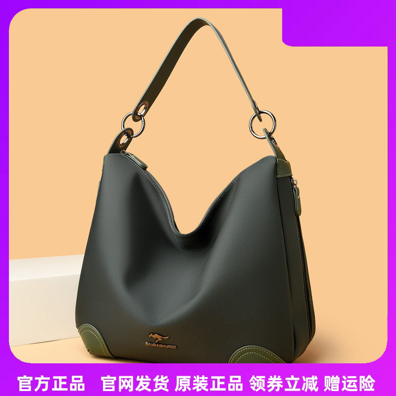 牛津布包女单肩包简约布袋包帆布袋新款中年斜挎大容量女士牛皮潮