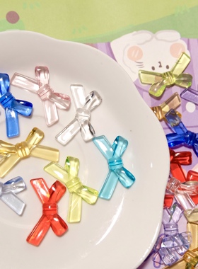 蝴蝶结串珠彩色透明少女可爱手机链vintage纯手工diy彩色饰品配件