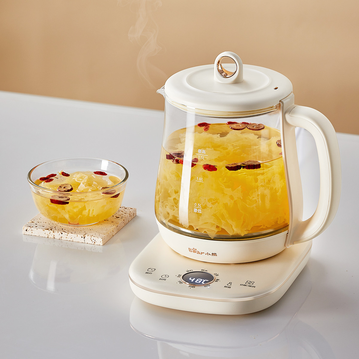 小熊养生壶316不锈钢YSH-E15M1多功能家用玻璃电煮茶壶智能烧水壶