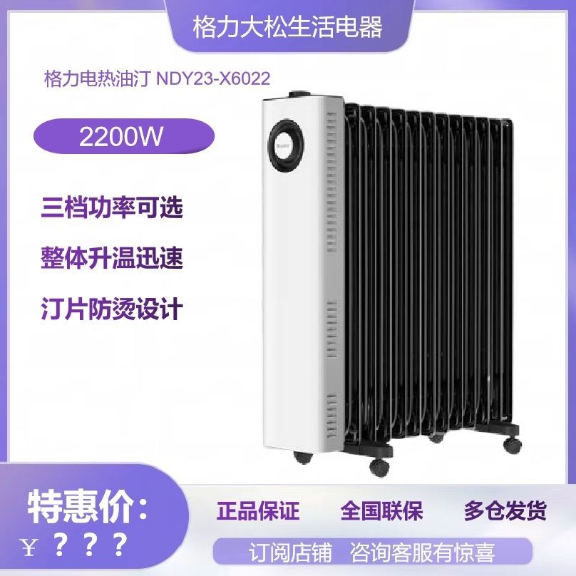 格力取暖器正品新款家用加宽双面加热电油汀电暖器NDY23-X6022