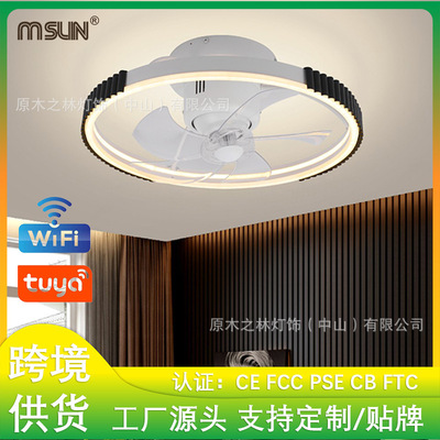 110V吸顶卧室餐厅客厅灯ceiling fan三色变光智能风扇灯