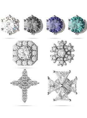 WIC 925纯银白色灰色锆石无耳洞磁吸耳夹 内马尔C罗同款嘻哈耳钉