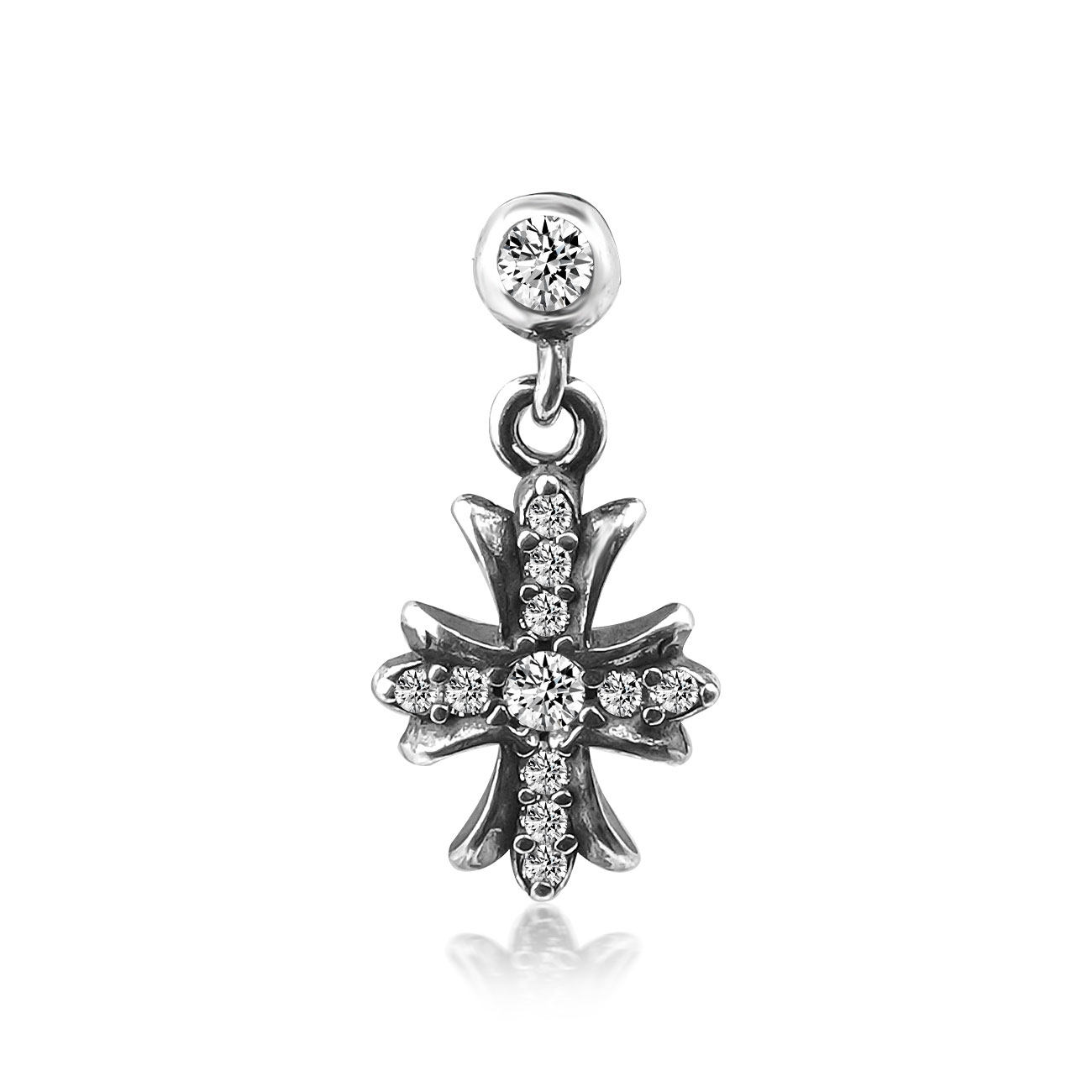 WIC S925银莫桑钻做旧胖丁十字耳坠ES176,饰品/流行首饰/时尚饰品新,银饰耳饰,淘宝优惠券,粉丝福利购,淘宝优惠卷