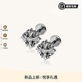 WIC 钛合金鸢尾十字花F136莫桑钻养耳洞内螺旋耳钉