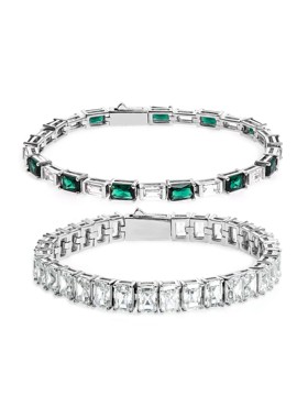 WIC 方糖祖母切工祖母绿色满钻T方钻轻奢送礼礼物男女手链SL030