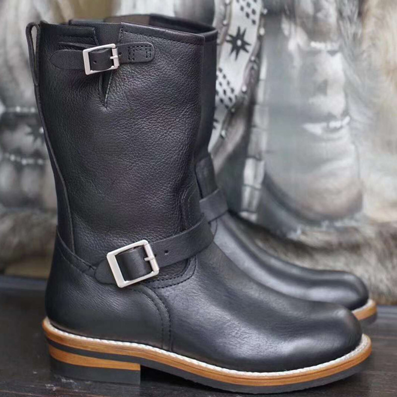 UGLYBROS丑兄弟固特异工装长筒复古真皮机车长靴鞋摩托车骑行鞋男