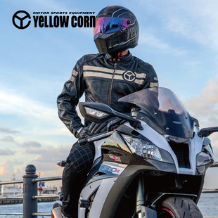 YELLOWCORN适用于哈雷印第安凯旋拿铁复古骑行皮衣秋冬护具骑行服