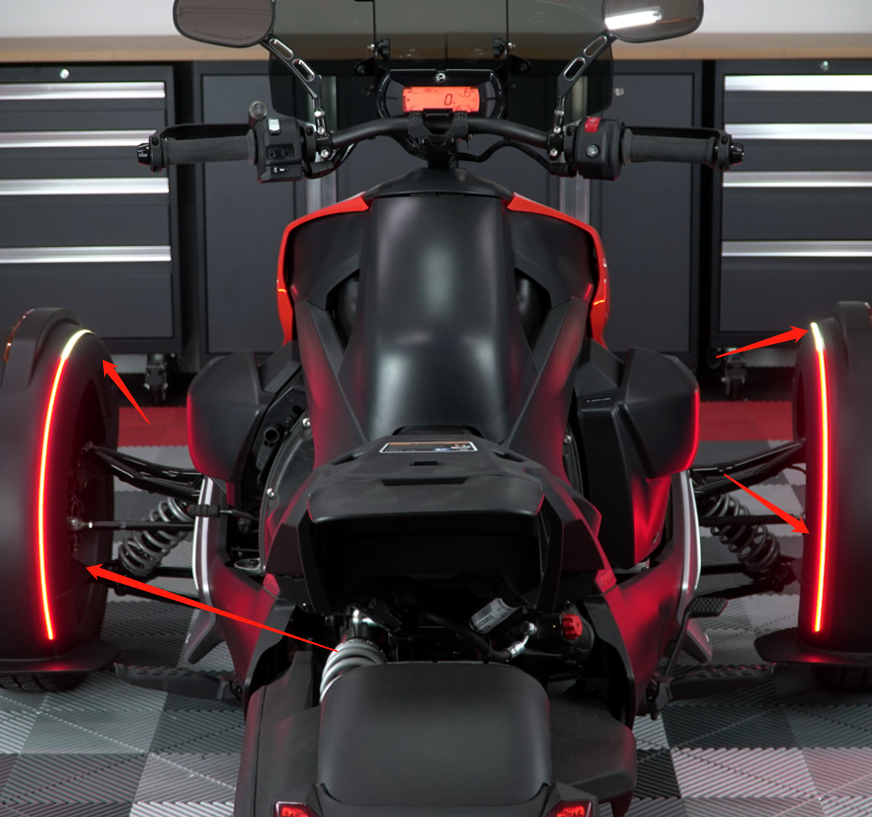 can-am ryker 庞巴迪倒三轮摩托车蝎子改装前轮毂led装饰灯条