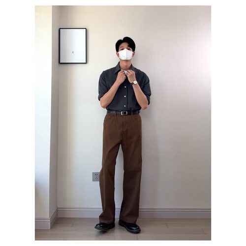 美拉德棕色宽松直筒牛仔休闲裤