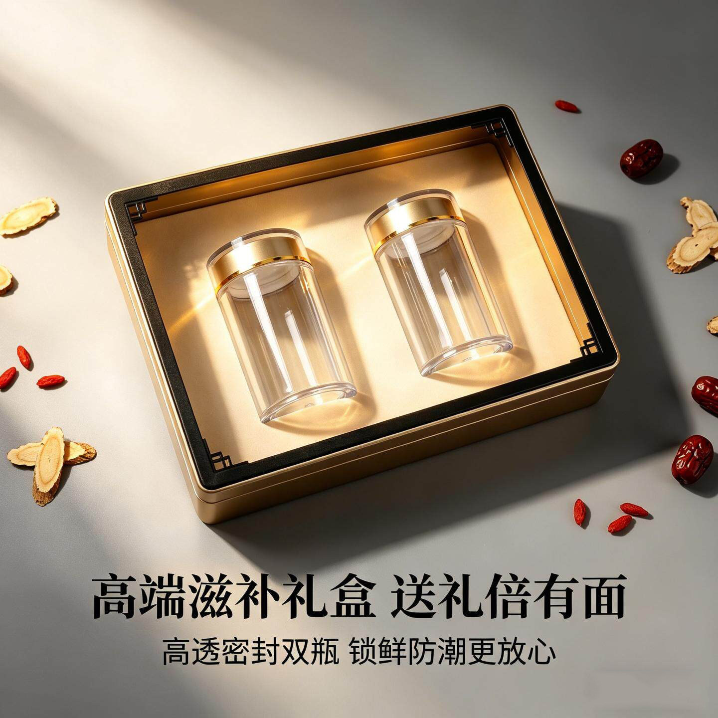 高档透明塑料四宝粉天麻粉黑枸杞包装盒礼盒礼品盒空盒定制订做