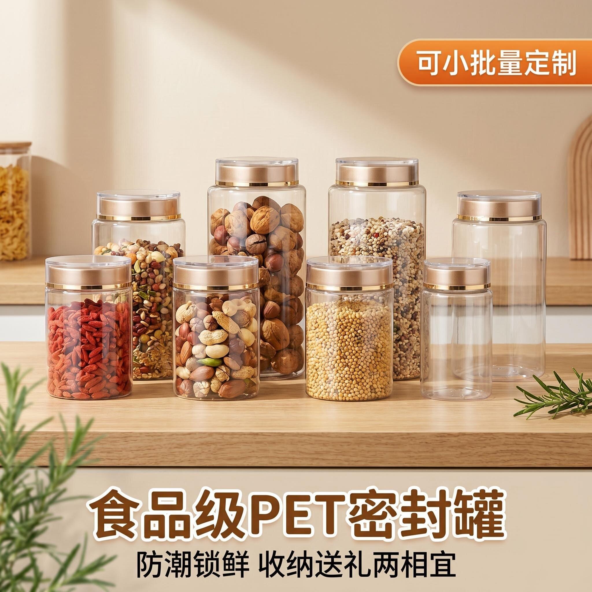 PET罐子塑料瓶透明防潮食品级密封罐空瓶药瓶茶叶中药花茶陈皮 粉