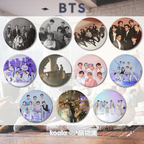 防弹少年团BTS系列明星吧唧周边圆形58mm马口铁胸章徽章应援礼物
