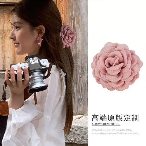 26度晚风许妍赵露思同款粉色玫瑰花抓夹花朵头花发夹女后脑勺头饰