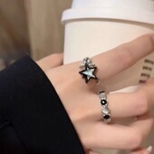 猫眼石五角星锆石开口戒指女时尚 食指戒小众设计轻奢高级指环 个性