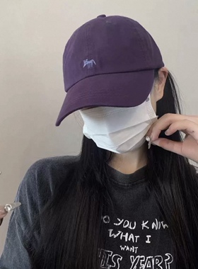 猫女的心事紫色小狐狸刺绣棒球帽显脸小鸭舌帽百搭休闲遮阳帽新潮