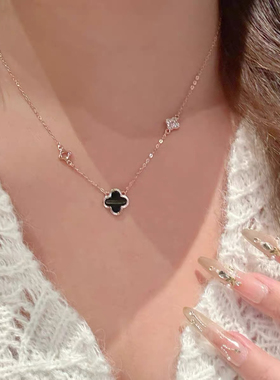 猫女的心事韩系百搭设计感四叶草项链女轻奢小众高级感锁骨链