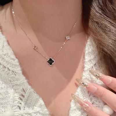 猫女的心事韩系百搭设计感四叶草项链女轻奢小众高级感锁骨链