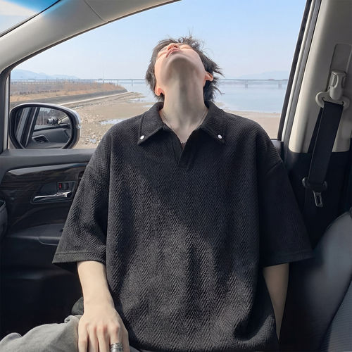 OUN夏季美式POLO衫男士铆
