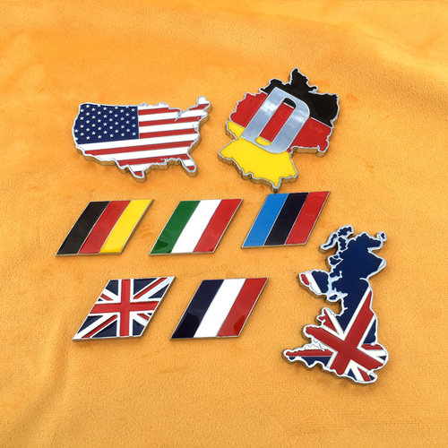 个性立体美国德国英国法国意大利旗金属车贴车身装饰贴后尾标创意