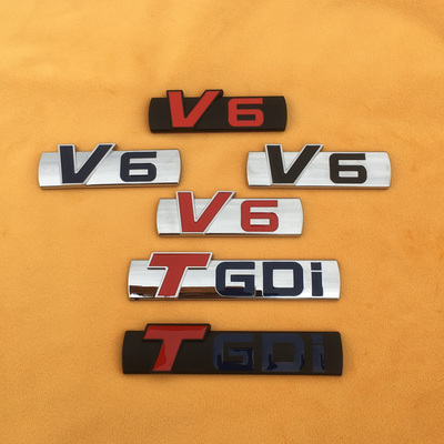 个性立体TGDI V6尾标涡轮增压车贴 叶子板侧标车贴车身贴标后尾标