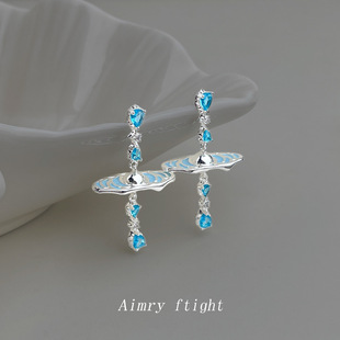 小众设计 明天见ohh原创海洋系列海蓝宝锆石清新甜美星球耳饰个性