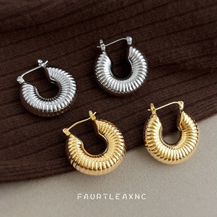 耳饰耳环饰品女通勤 新款 明天见ohh时尚 感空心圆形几何潮欧美个性