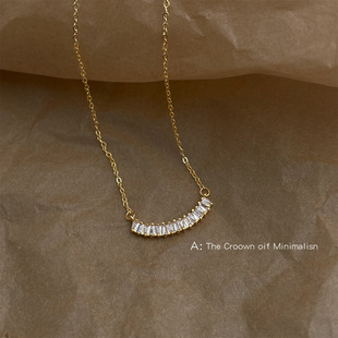 感轻奢风电镀金加厚保色微镶锆石锁骨链气质项链 明天见ohh时尚