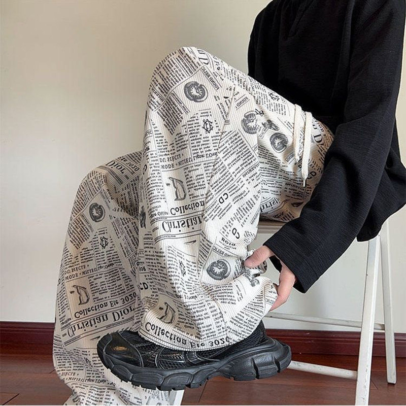 清仓捡漏灯芯绒阔腿裤子男秋冬加绒直筒宽松长裤美式垂感休闲卫裤