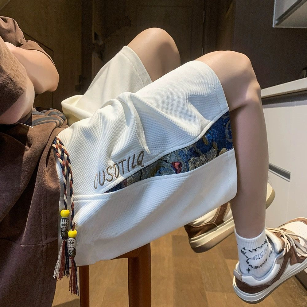 美式短裤男夏季薄款2025新款潮牌设计感宽松大码运动休闲五分裤子