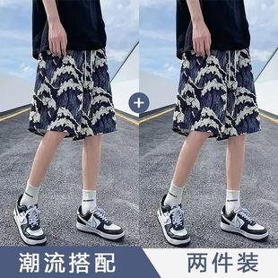 冰丝速干休闲五分潮流运动大裤 薄款 衩宽松 男夏季 清仓捡漏沙滩短裤