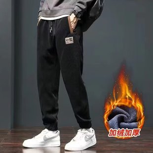 工装 2024新款 潮牌宽松直筒大码 运动束脚裤 男秋冬季 休闲裤 加绒卫裤