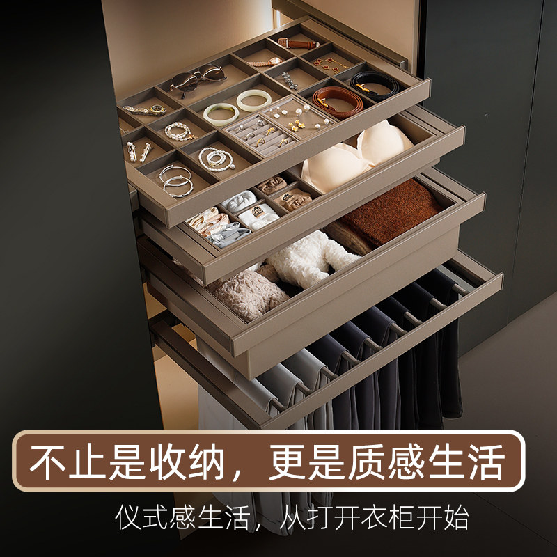 衣帽间首饰盒衣物抽屉式收纳拉篮