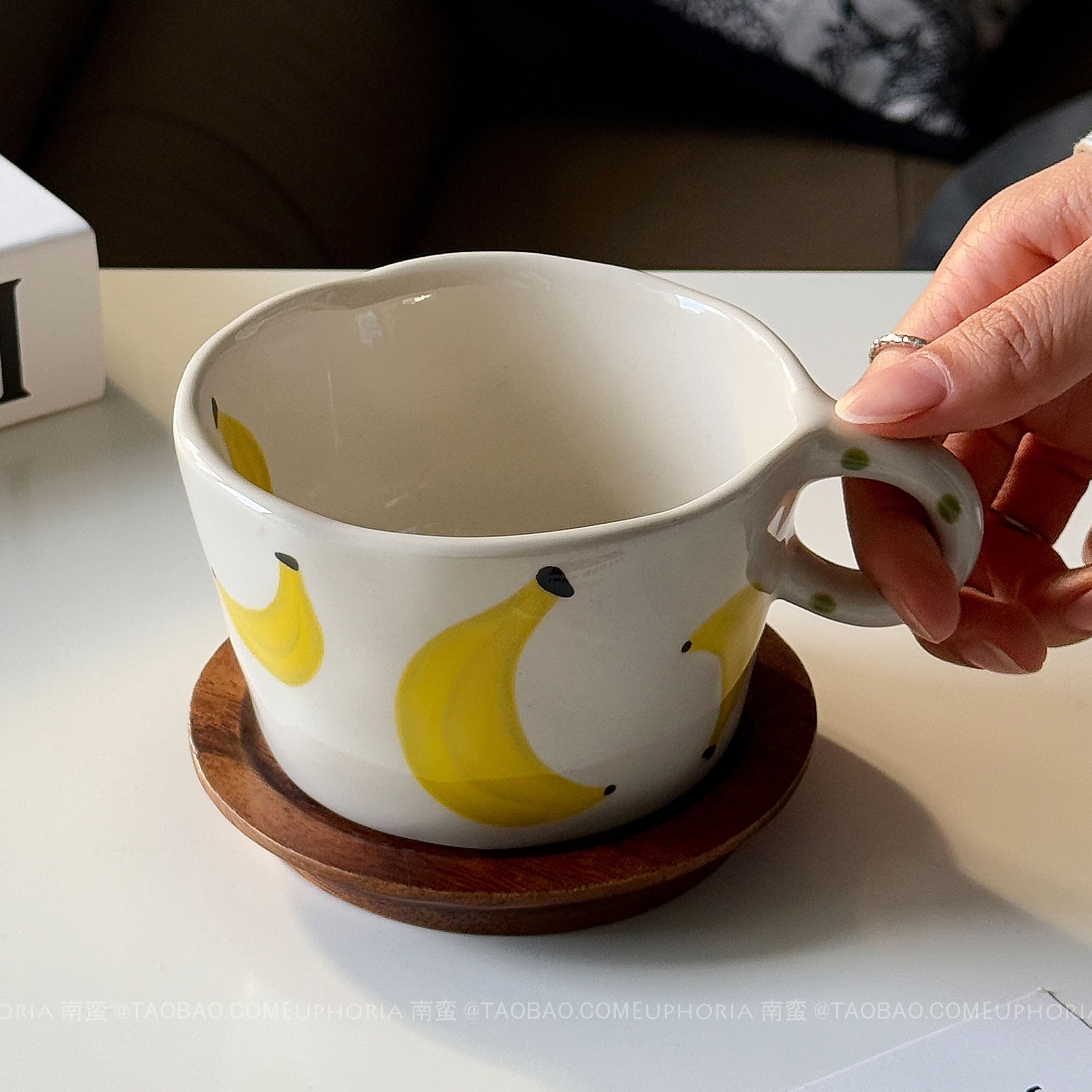 复古手作手绘香蕉陶瓷杯马克杯大容量水杯早餐杯咖啡杯子小众礼物,餐饮具,马克杯,淘宝优惠券,粉丝福利购,淘宝优惠卷