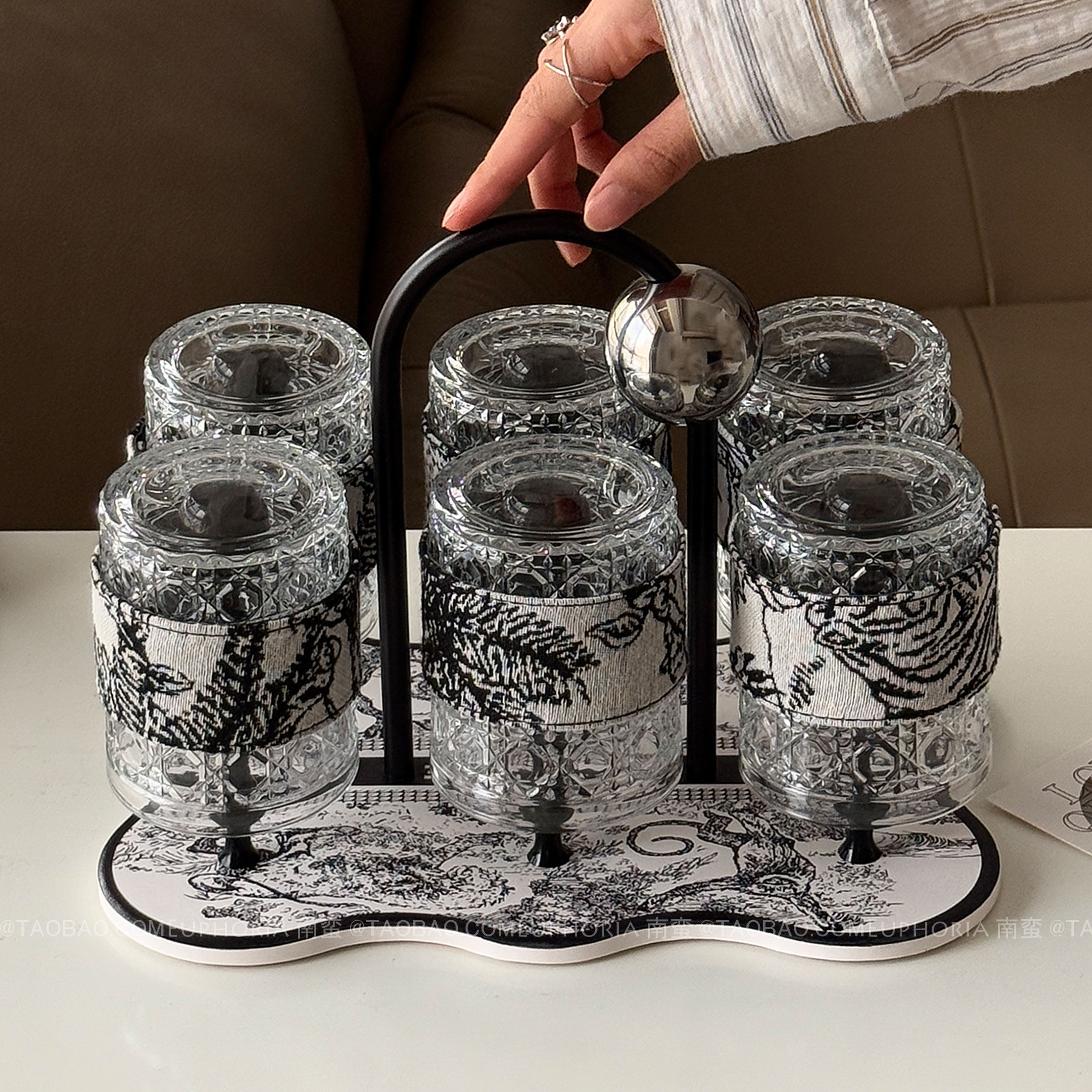 法式轻奢高级感客厅待客喝水杯茶杯套装水具玻璃杯果汁杯乔迁礼物