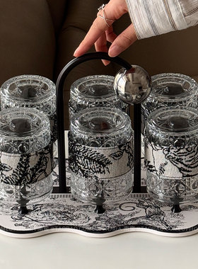 法式轻奢高级感客厅待客喝水杯茶杯套装水具玻璃杯果汁杯乔迁礼物