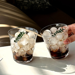 复古透明轻薄玻璃杯喝水杯冷萃杯咖啡杯果汁杯特调鸡尾酒杯饮品杯