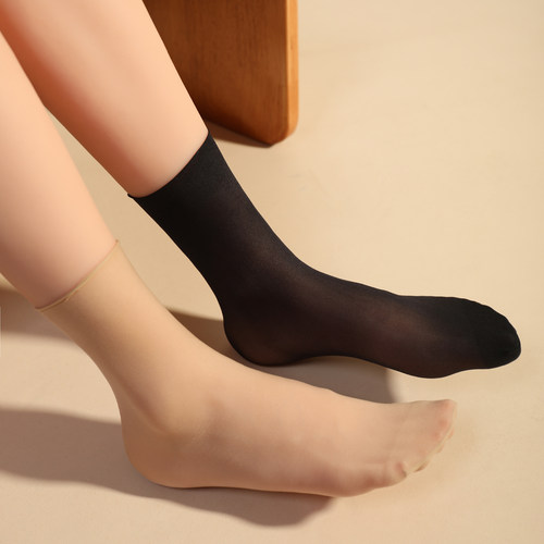 超薄天鹅绒微透肤色短丝袜春夏