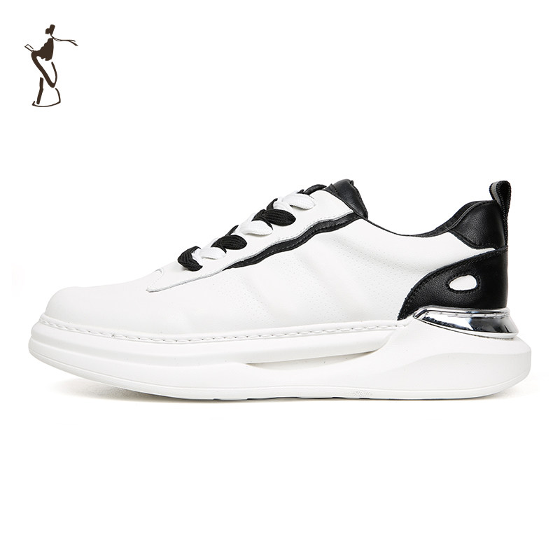 才子男鞋白色运动鞋男2025新款厚底时尚潮流小白鞋男跑步休闲板鞋