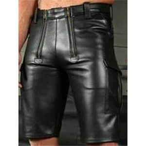 高质量男士皮裤欧美纯色PU休闲男短皮裤PK07-特P50,男装皮裤,星座1217-2