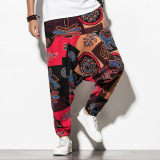 春夏民族风花裤子男尼泊尔裤风宽松大码束脚休闲哈伦裤K29P40，男装民族服装，星座1217-2