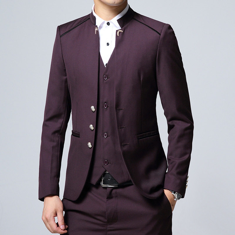 2021新款男修身西服套装宴会礼服商务休闲西装三件套TZ1902,男装西服套装,星座1217-2