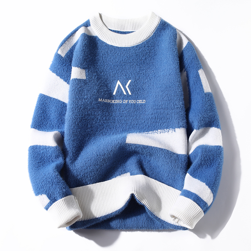 2021秋冬新品男装水貂绒套头针织衫圆领长袖修身韩版毛衣M66-P50，男装针织衫/毛衣，星座1217-2