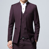 2021新款韩版修身中山装西服套装男结婚礼服西装三件套TZ1903P170，男装西服套装，星座1217-2