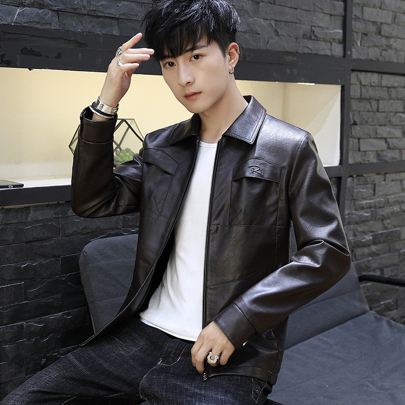 主推爆款20秋冬新款高质量男士PU皮夹克翻领外套1217-2-7572-P75，男装皮衣，星座1217-2