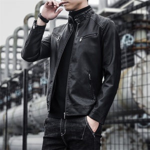 春秋薄款防风PU皮衣外套男2025年新款男士皮夹克ins机车服PY04P75图片